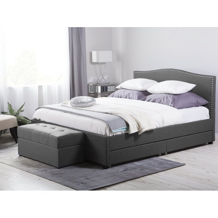 White upholstered store bed wayfair